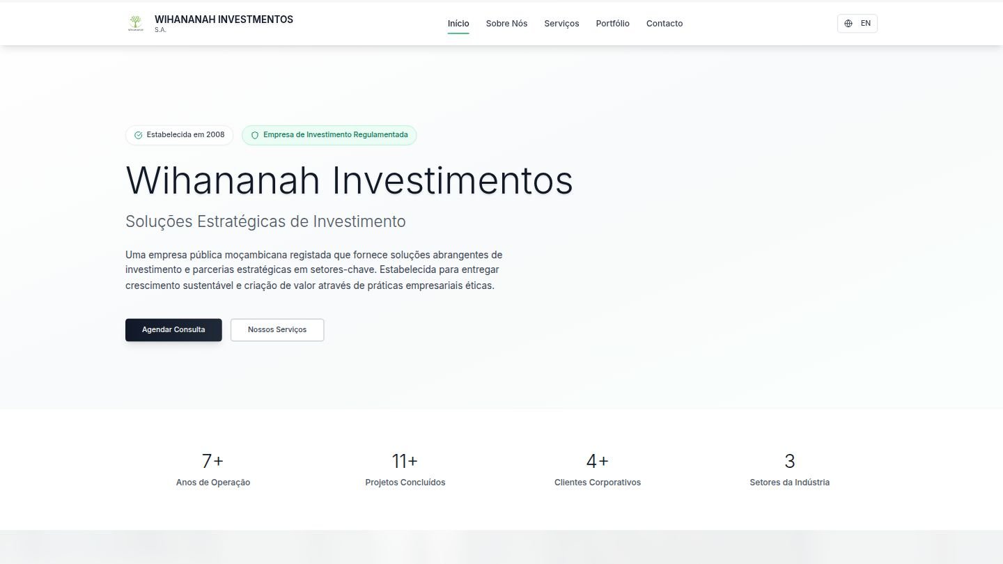 Preview do site Wihananah Investimentos